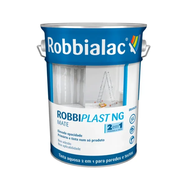 TINTA AQUOSA MATE 2 EM 1 ROBBIPLAST NG 5LT - ROBBIALAC