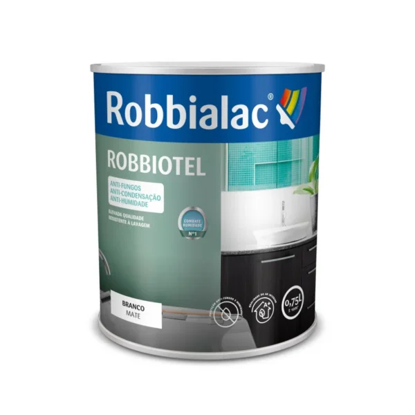 TINTA ROBBIOTEL AQUOSO MATE BRANCO 0.75LTS ROBBIALAC
