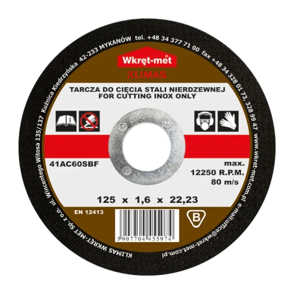 DISCO PARA CORTE DE AÇO INOXIDAVEL 115 x 1,6 x 22 TCSI-11516 - KLIMAS